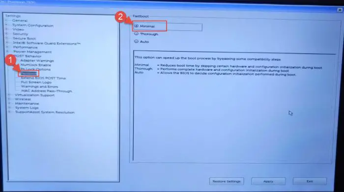 Set Fastboot to minimal
