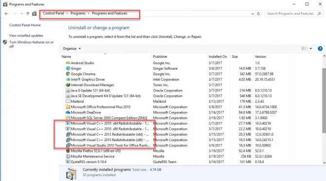 Download Microsoft Visual C++ Redistributables (All Versions) 1 Finding Visual C++ Redistributable in Installed Programs