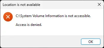 How To Show Hidden And Protected Files And Folders In Windows 11/10 1 Access is denied prompt