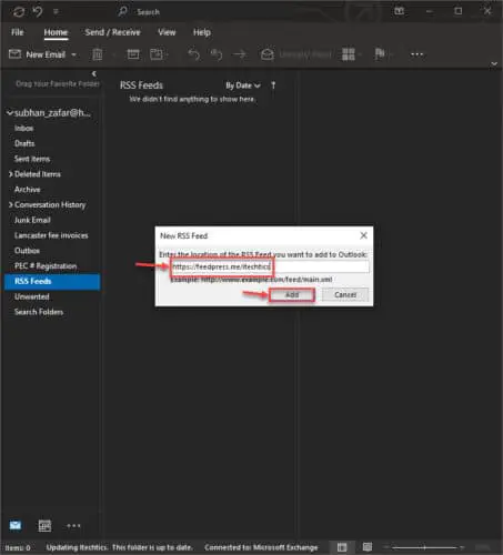 How to Subscribe to RSS Feeds in Microsoft Outlook 2 add