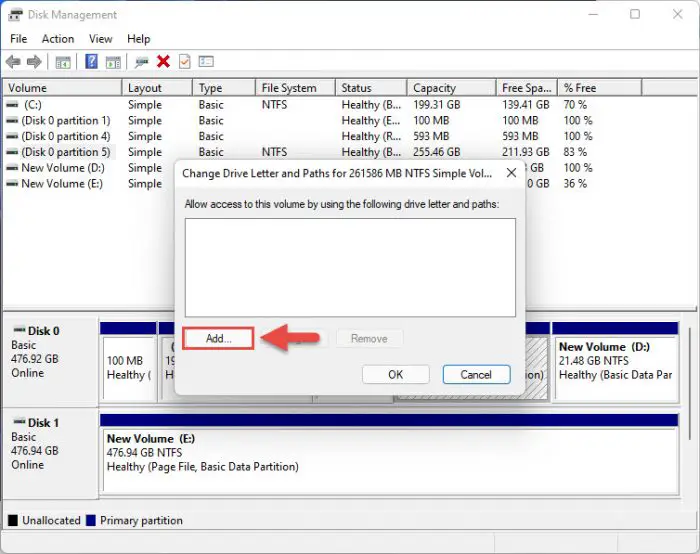 Add a new drive letter