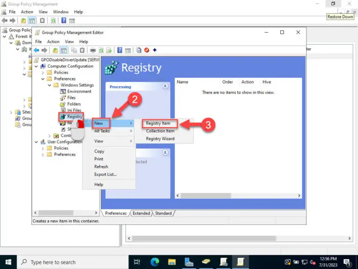 Add/update a new Registry item