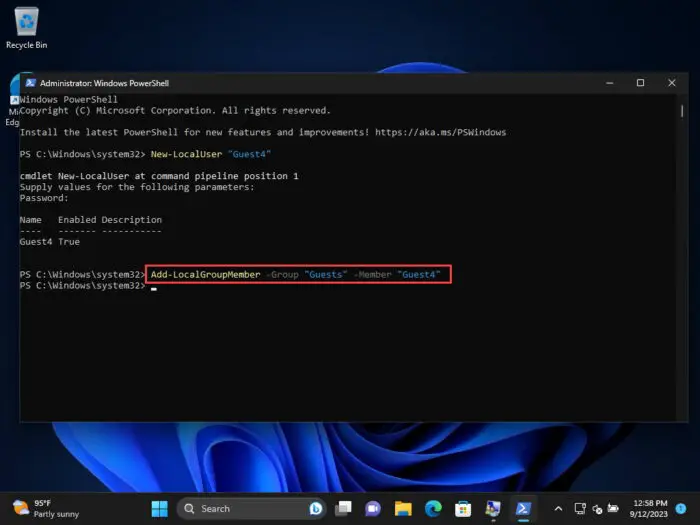 Add Guest account to the local Guests group from PowerShell