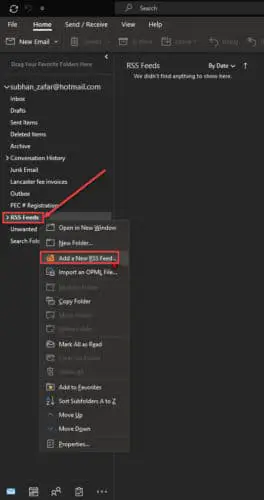 How to Subscribe to RSS Feeds in Microsoft Outlook 1 add new feed