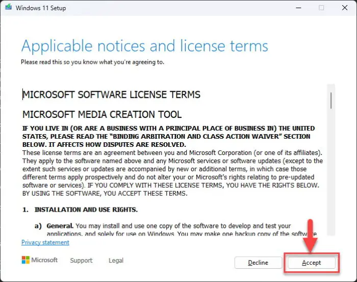 Agree to the licensing terms