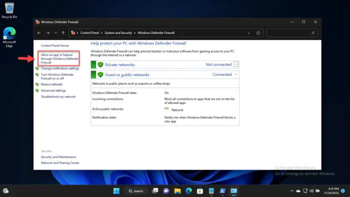 Allow an app through the firewall