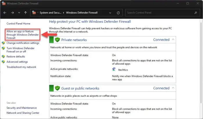 Allow app through Windows Firewall