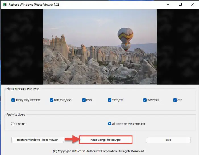 How To Enable/Restore Windows Photo Viewer In Windows 11/10 16 app 1 undo