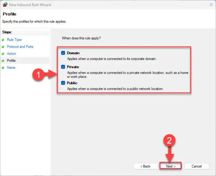 Apply rule for all network profiles