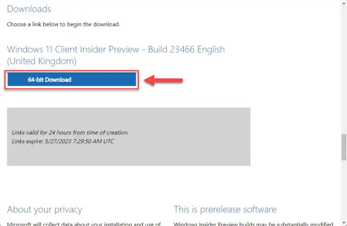 Begin download