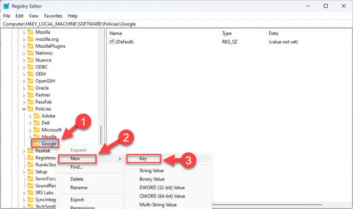 Create the Chrome key
