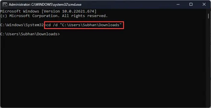 Change directory to downloaded WMC folder
