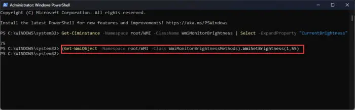 How To Change Screen Brightness Using Command Line In Windows 11, 10 3 Change screen brightness from PowerShell