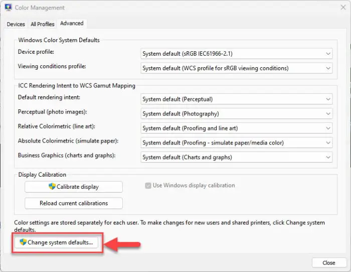 Change system defaults