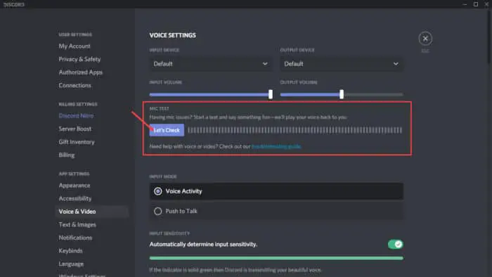 How to Fix Discord not Detecting Mic 5 check