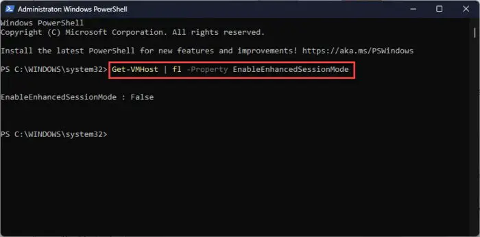 How To Enable, Disable Enhanced Session Mode In Hyper-V 3 Check ENhanced Session status from PowerShell
