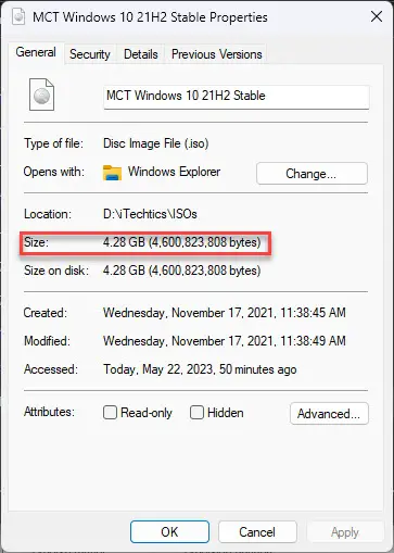 How To Fix "File Too Large For Destination File System" Error 1 Check file size from Properties