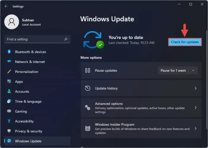 Windows 11 Hardening Guide 16 check for updates Windows 11