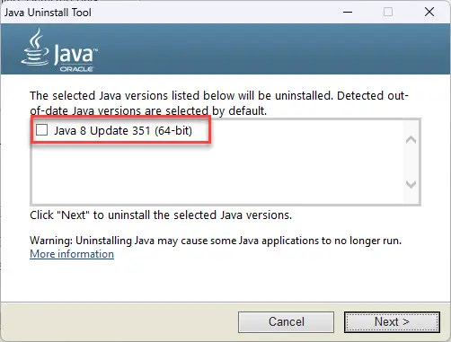 Download Java 8 Update 351 (Offline Installers) 5 Check installed Java version
