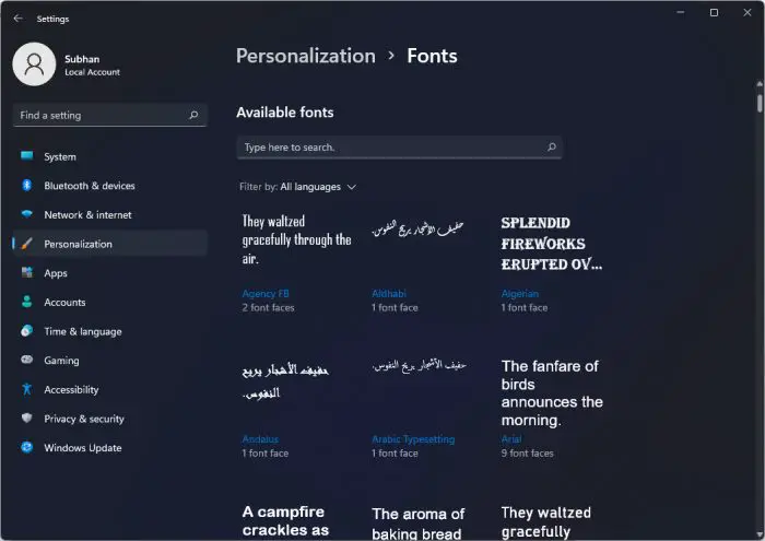 Choose available font