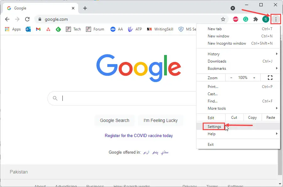 chrome dots settings