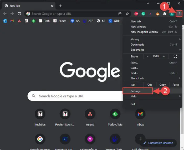 chrome settings