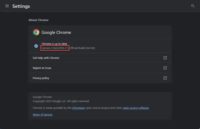 Chrome successfully udpated