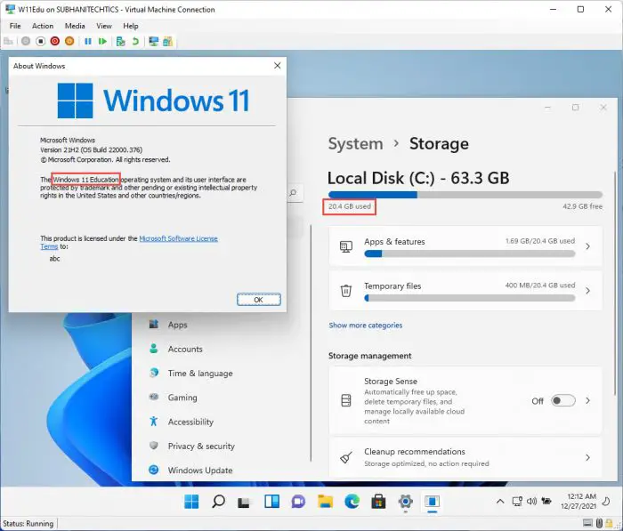 How Much Space Does Windows 11 Installation Take? 3 clean install edu