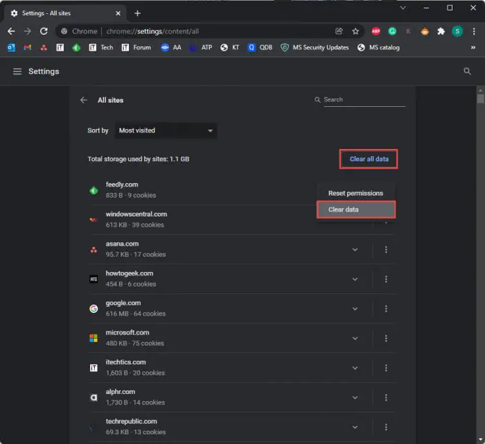 Delete All Data Saved By Websites With Chrome 97 3 Clear all saved data from website