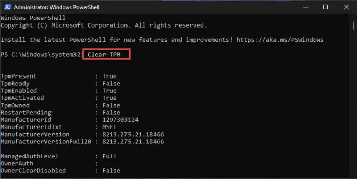 How To Fix TPM Device Not Detected Error On Windows 13 Clear TPM using PowerShell
