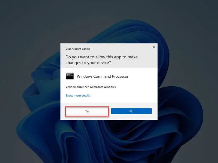 Click Yes on User Access Control