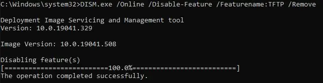 cmd disable feature
