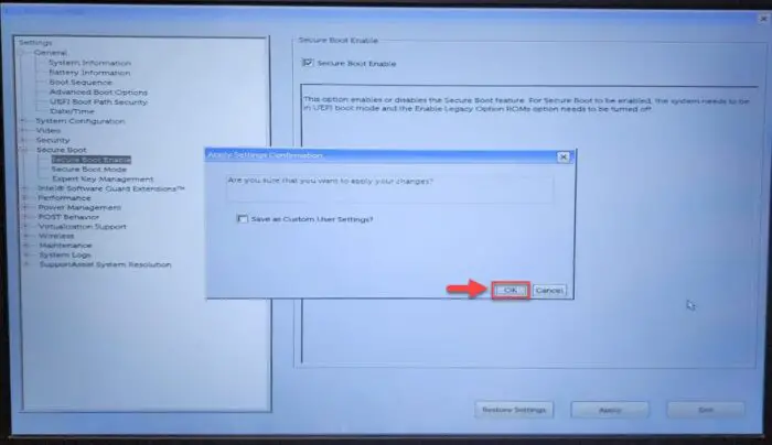 Confirm enablement of Secure Boot