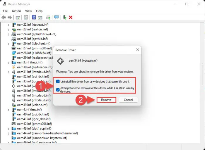 Confirm removal
