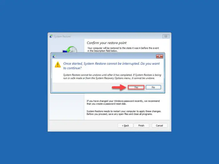 Confirm restore
