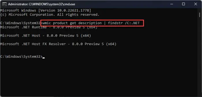 Download .NET 8 Preview 5 (Offline Installers) 3 Confirm the NET installed version