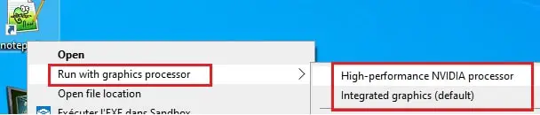 context menu options