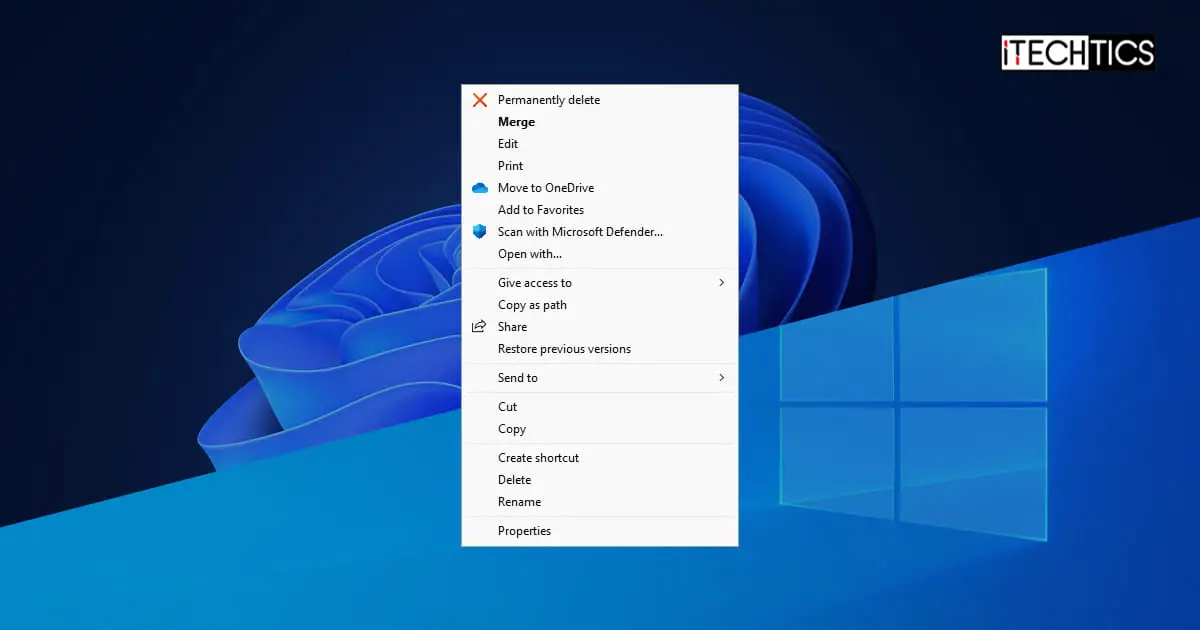 Context Menu Permanently Delete Windows 11 10