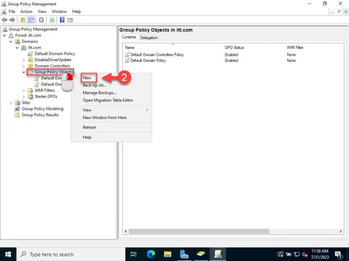 Create a new GPO 1