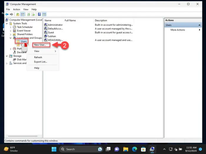 Create a new user