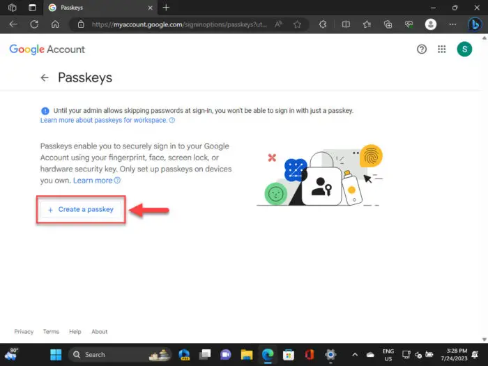 Create a passkey