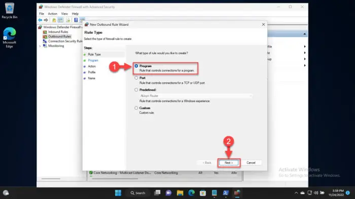 Create new app program rule
