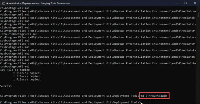 Create new directory to mount Boot wim