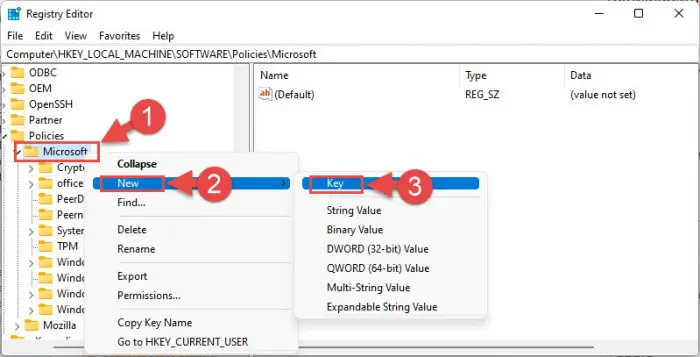 Create new key 2