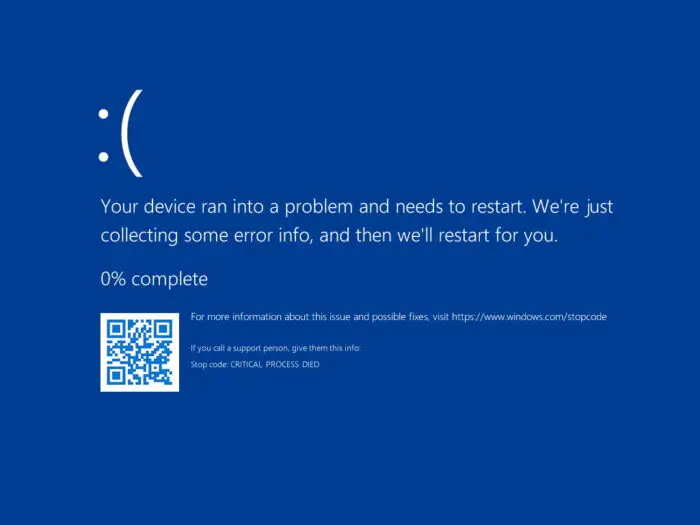 Critical Process Died BSOD
