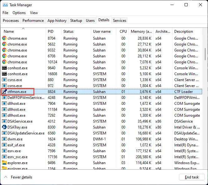 Ctfmon.exe Process: What is it and How to Enable/Disable it in Windows? 1 ctfmon exe running in Task Manager