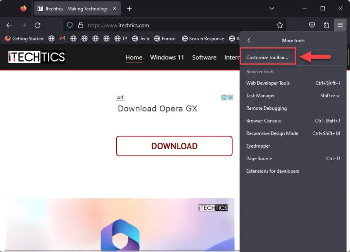 Customize the toolbar