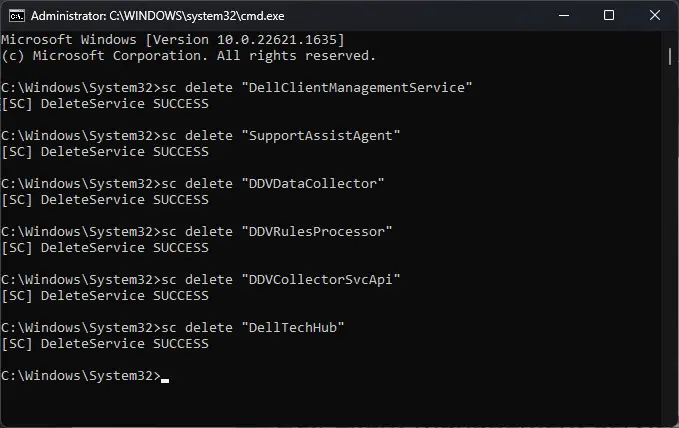 How To Clean Uninstall Dell SupportAssist 5 Delete Dell SupportAssist services using Command Prompt