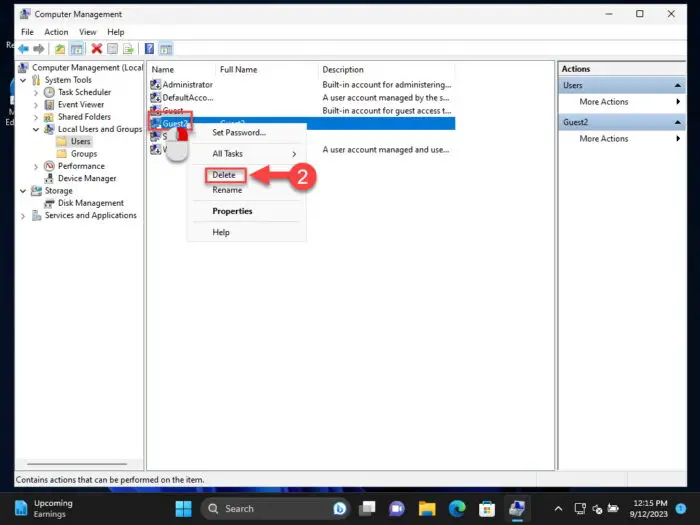 How To Enable And Create Guest Account On Windows 10, 11 16 Delete guest account from management console