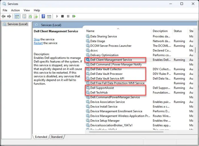 How To Clean Uninstall Dell SupportAssist 4 Dell services in the Services Console 1